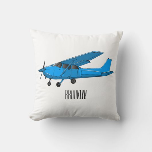 固定翼航空機の漫画イラストレーション クッション (正面)