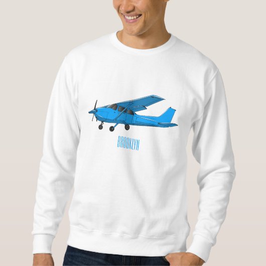固定翼航空機の漫画イラストレーション スウェットシャツ (正面)