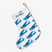 固定翼航空機の漫画イラストレーション スモールクリスマスストッキング (裏面 (吊り時))