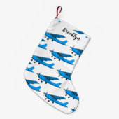 固定翼航空機の漫画イラストレーション スモールクリスマスストッキング (正面 (吊り時))