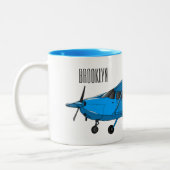 固定翼航空機の漫画イラストレーション ツートーンマグカップ (左)