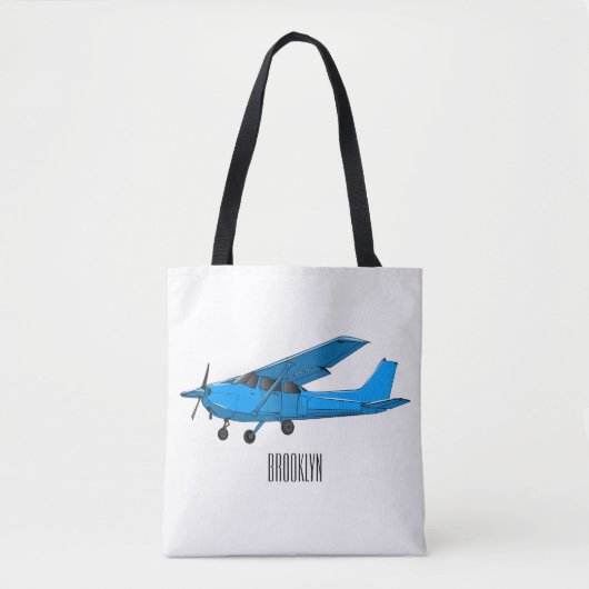 固定翼航空機の漫画イラストレーション トートバッグ (正面)