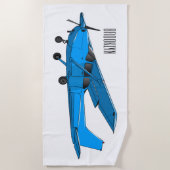 固定翼航空機の漫画イラストレーション ビーチタオル (正面)