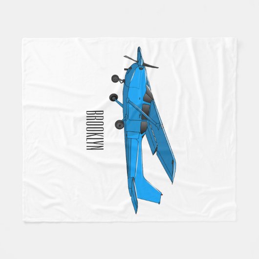 固定翼航空機の漫画イラストレーション フリースブランケット (正面(横))