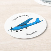 固定翼航空機の漫画イラストレーション ラウンドペーパーコースター (アングル)