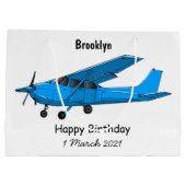 固定翼航空機の漫画イラストレーション ラージペーパーバッグ (裏面)