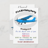 固定翼航空機の漫画イラストレーション 招待状 (正面/裏面)