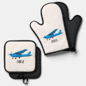 固定翼航空機の漫画イラストレーション 鍋つかみ&鍋敷きセット (正面/裏面)