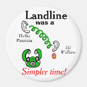 固定電話ユーモアの名前 マグネット (正面)