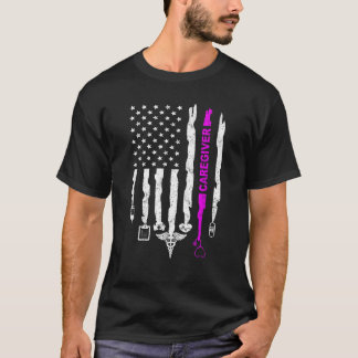国おもしろい族介護士ナースアメリカ国旗Juの4日 Tシャツ