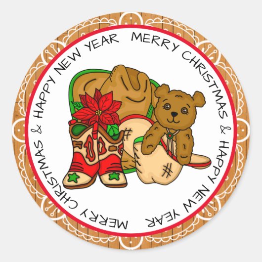 国と西のクリ素朴スマス ラウンドシール (正面)