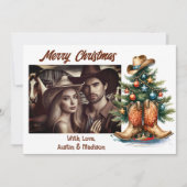 国と西クリスマスツリーパーソナライズされた シーズンカード (正面)