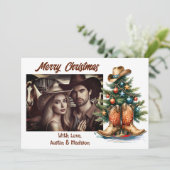 国と西クリスマスツリーパーソナライズされた シーズンカード (スタンド正面)