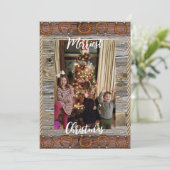 国と西洋のクリスマスのパーソナライズされた写真 シーズンカード (スタンド正面)