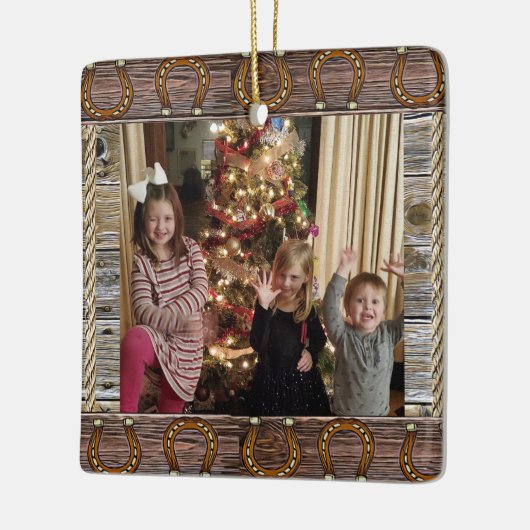 国と西洋のクリスマスのパーソナライズされた写真 セラミックオーナメント (左)