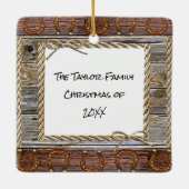 国と西洋のクリスマスのパーソナライズされた写真 セラミックオーナメント (裏面)