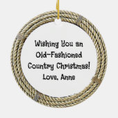 国と西部のカウボーイブーツのクリスマス セラミックオーナメント (裏面)