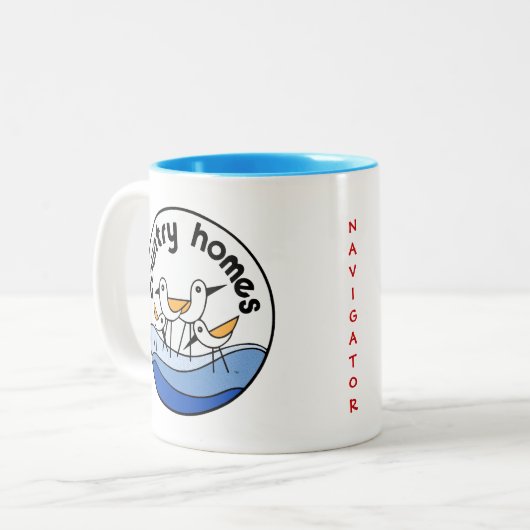 国によってはロゴが家へ帰ります ツートーンマグカップ (正面左)