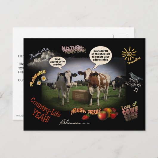 国に移りました（カスタマイズ可能） 案内ポストカード (正面/裏面)