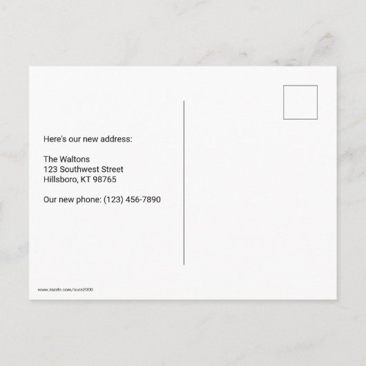 国に移りました(カスタマイズ可能) 案内ポストカード (裏面)
