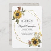 国のひまわり素朴フローラ幾何記念 招待状 (正面/裏面)