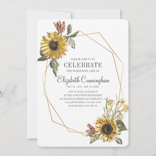 国のひまわり素朴フローラ幾何記念 招待状 (正面)