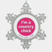 国のひよこ スノーフレークピューターオーナメント (正面)