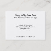 国のアヒルまたはガチョウの農場の名刺 名刺 (裏面)