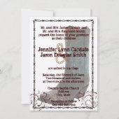 国のカウボーイ・ブーツの有刺鉄線の結婚式の招待 招待状 (正面)