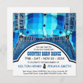 国のカップルの婚約パーティのデニムおよび格子縞 招待状 (正面/裏面)