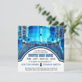 国のカップルの婚約パーティのデニムおよび格子縞 招待状 (スタンド正面)