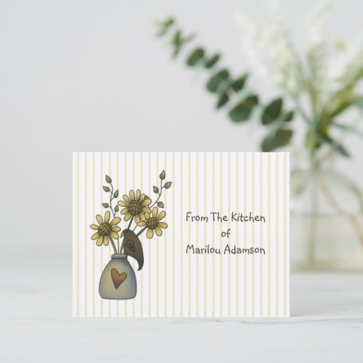 国のカラスおよびヒマワリのレシピカード ポストカード (スタンド正面)