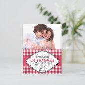 国のギンガムの女の赤ちゃんの誕生の発表 案内状 (スタンド正面)