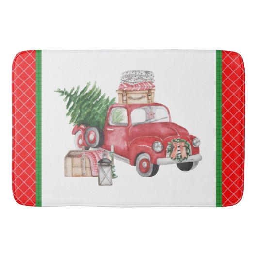 国のクリスマスの古いトラックの木の精神 バスマット (正面)