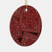 国のクリスマスの赤のバンダナ セラミックオーナメント (右)