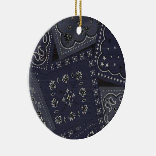 国のクリスマスの青のバンダナ セラミックオーナメント (右)