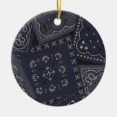 国のクリスマスの青のバンダナ セラミックオーナメント (正面)