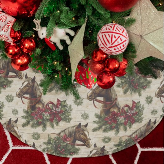 国のクリスマスの馬 ブラッシュドポリエステルツリースカート
