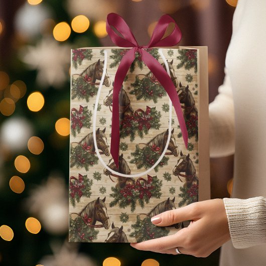 国のクリスマスの馬 ミディアムペーパーバッグ