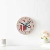 国のクリスマスウォール時計 ラウンド壁時計 (ホーム)