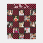 国のクリスマスカスタムクリスマスレッドプレイド写真コラージュ フリースブランケット (正面)