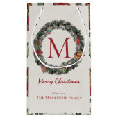 国のクリスマスモノグラムの スモールペーパーバッグ (裏面)