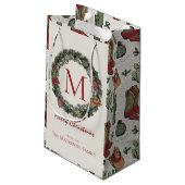 国のクリスマスモノグラムの スモールペーパーバッグ (裏面アングル)