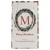 国のクリスマスモノグラムの スモールペーパーバッグ (正面)