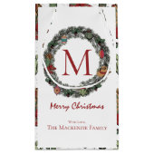 国のクリスマスモノグラムの スモールペーパーバッグ (裏面)