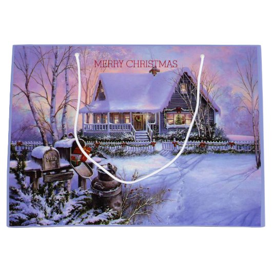 国のクリスマス、休日、カスタム ラージペーパーバッグ (正面)