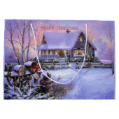 国のクリスマス、休日、カスタム ラージペーパーバッグ (裏面)