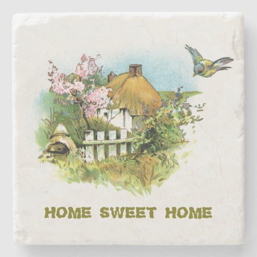 国のコテージの家の甘い家の石造りのコースター ストーンコースター (正面)