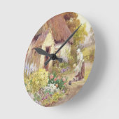 国のコテージ ラウンド壁時計 (傾斜)