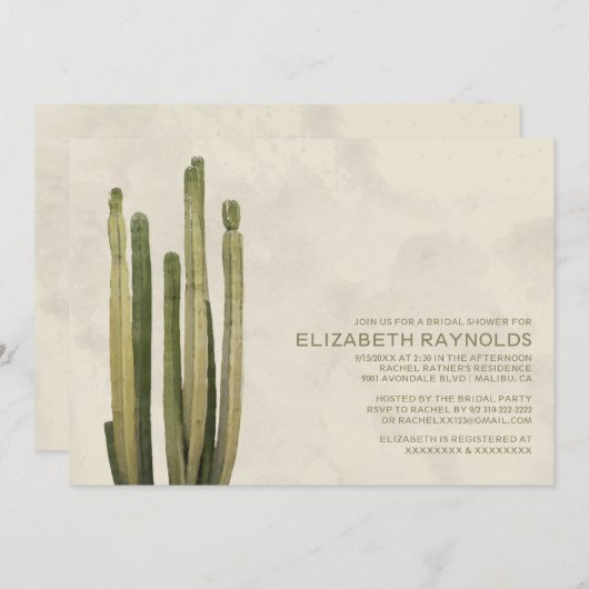 国のサボテンのブライダルシャワー招待状 招待状 (正面/裏面)